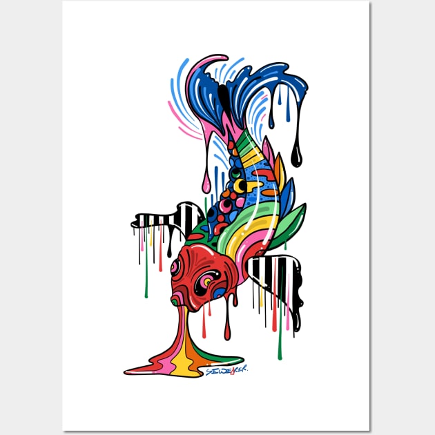 Trippy Rainbow Colorful Japanese Fish Wall Art by ms_wearer